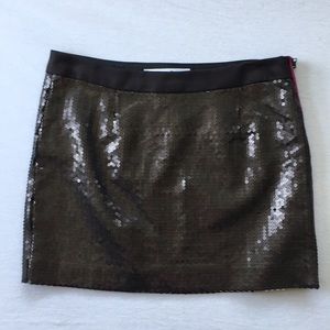 Trina Turk Sequin Mini Skirt in Brown and Black